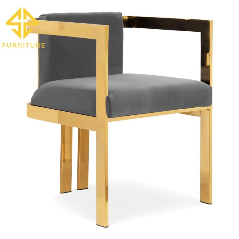 Luxury Stainless Steel Furniture Upholstered Seat Dining Chair