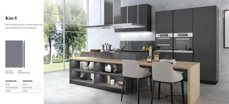 PA High Quality Light Grey Matt European Cabinets Modern Kitchen Furniture