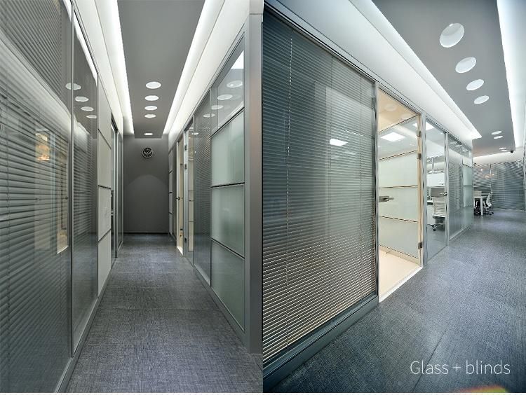 Modern Glass Partition HK55s Glass Aluminium Office Partition Wall