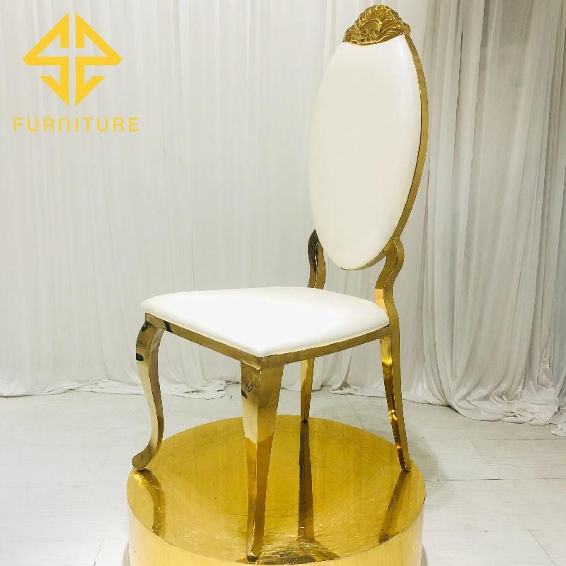 White Leather Cushion High Back Stainless Steel Dining Chair Hotel Furniture Wedding Chair