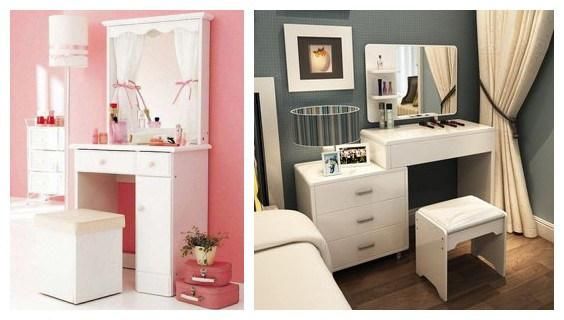 Vanity Adjustable Dresser Luxury Bedroom Dressing Table Dresser with Drawer and Mirror