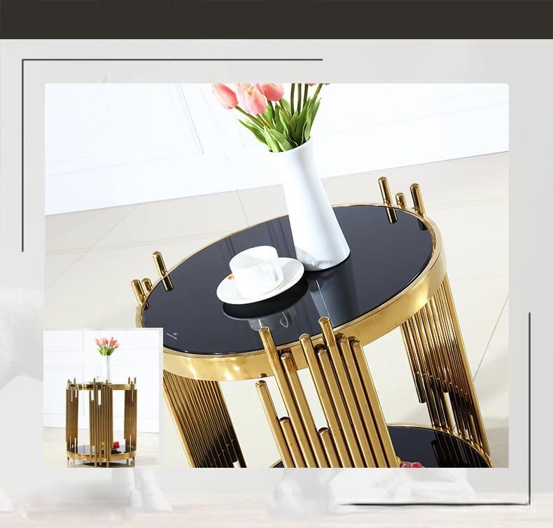 Apartment Furniture Titanium Stainless Steel Sintered Stone Tea Table