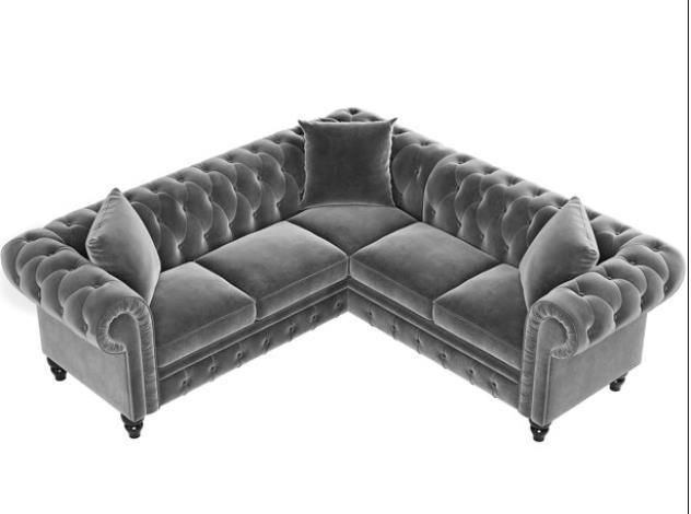 Modern Style Home Fabric Sofa Furniture with Square Stools and Chaise Lounge Down Leisure Sofa Set for Living Room