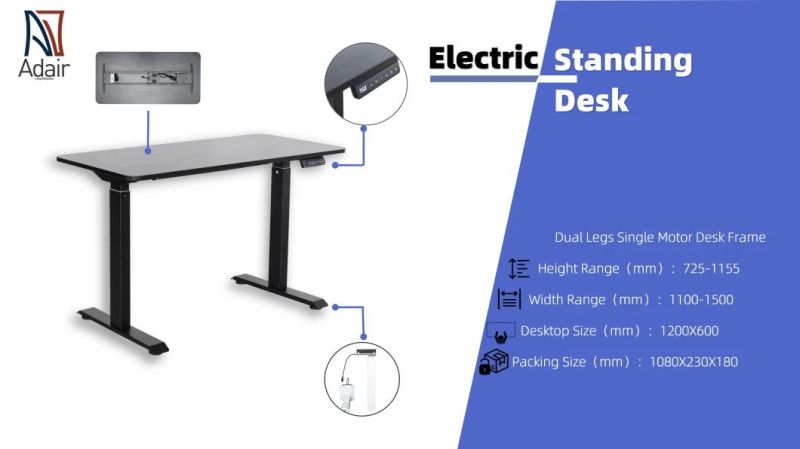 Single Motor Electric Height Adjustable Standing Desk Frame