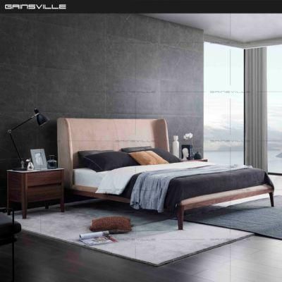 Modern Furniture Bedroom Set High Headboard Queen King Size Bed with Wooden Legs Gc1831