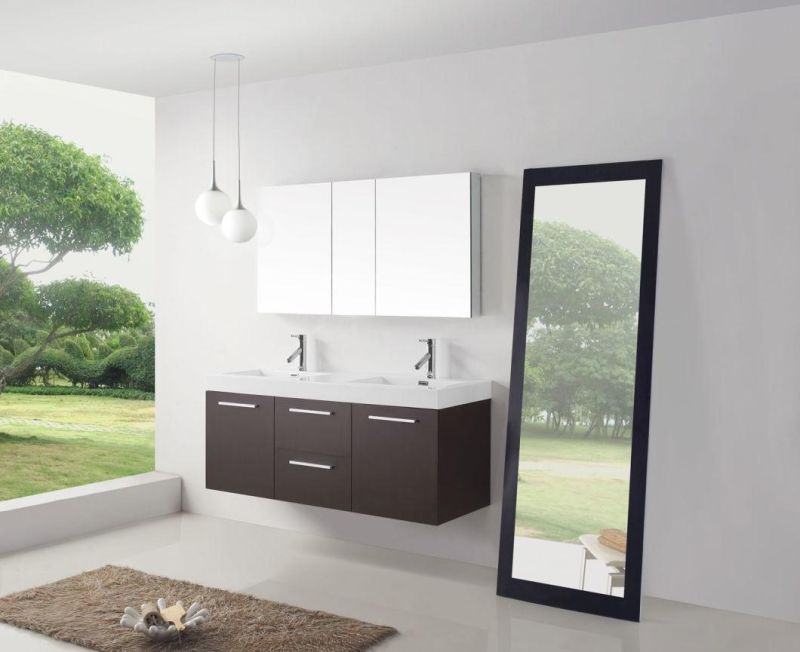 China Factory Diretly Wholesale Latest Wall-Mounted Bathroom Cabinet with Double Sinks