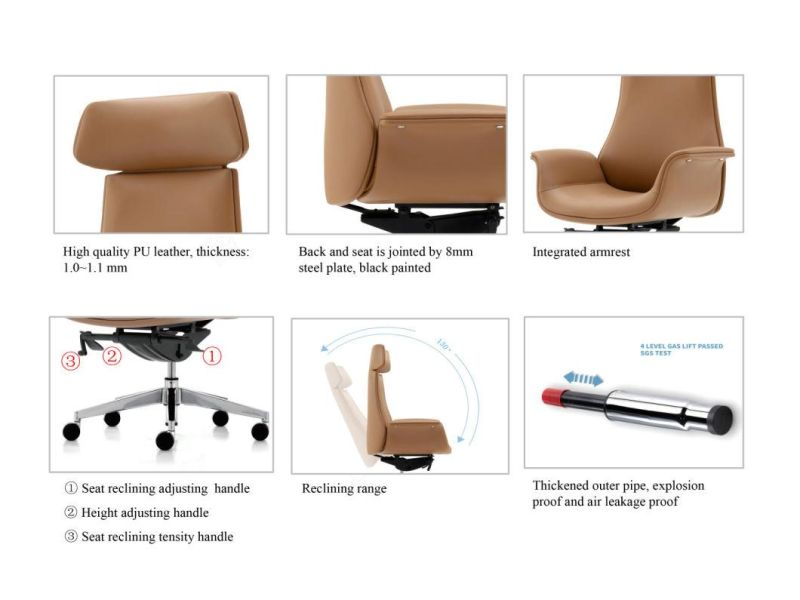 Modern Simplicity Leather Executive Office Boss Office PU Chair with Arms