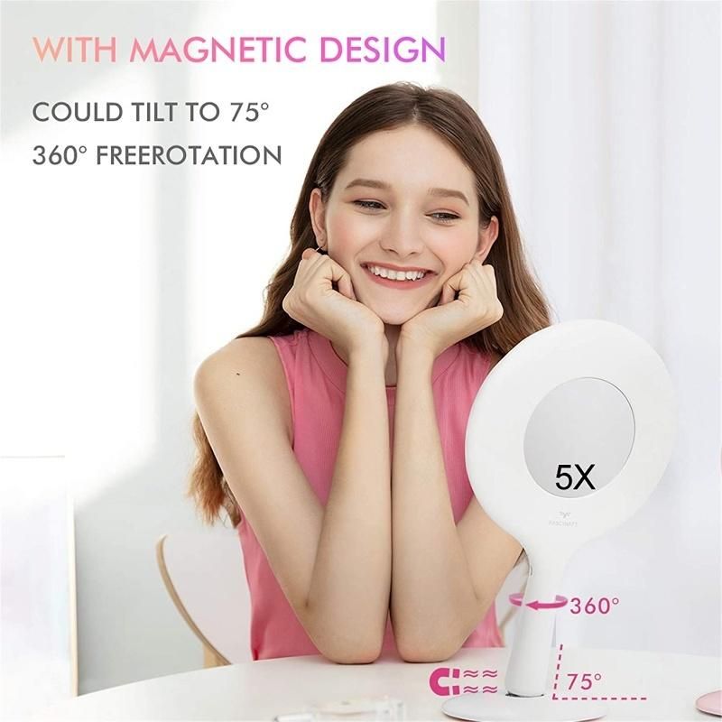 Suction Base 5X Magnifier Shaving Cosmetic Glass Round Makeup Mirror