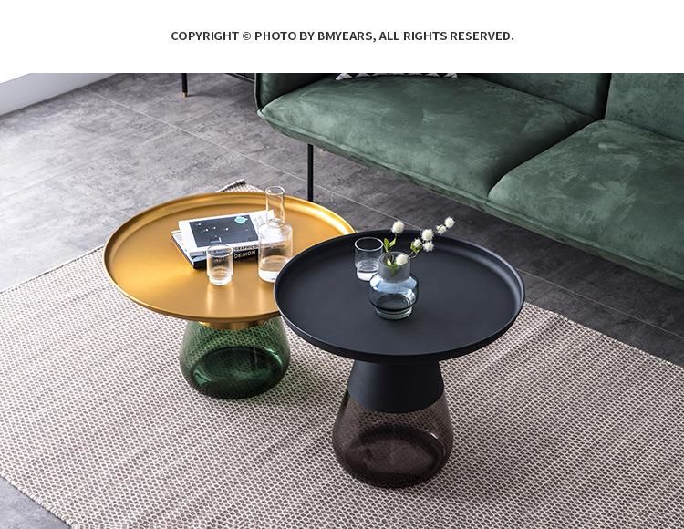 Modern Luxury Glass Body Titanium Coffee Table