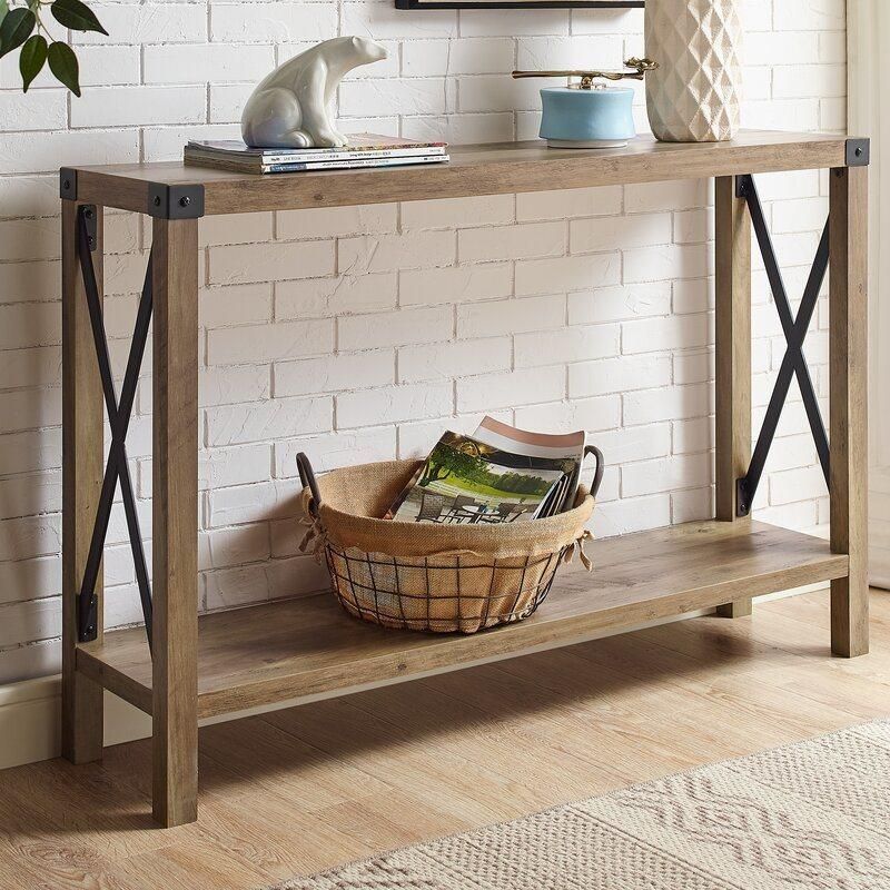 Hotel Furniture Reclaimed Barnwood Urban 46" Side Table Console Table Desk with Storage Shelf