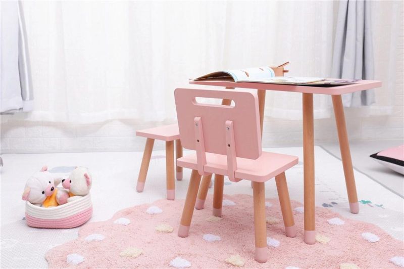 Factory Outlets Wooden Kids Reading Square Table and Chair Set Preschool Furniture