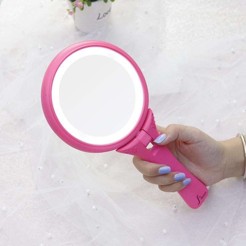 New Design Foldable Handheld Makeup Pocket Hand Mirror with LED Light