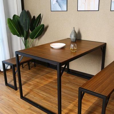 Modern Studio Collection Soho Dining Table with Two Benches, Wooden Dining Table Sets