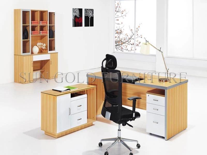 (SZ-ODL308) Computer Table L Shape White Steel Foot Executive Office Desk