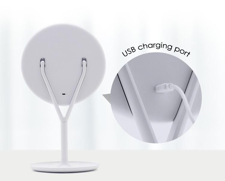 Round Vanity Makeup Flexible Mirror with Touch Sensor and 5X Magnifying