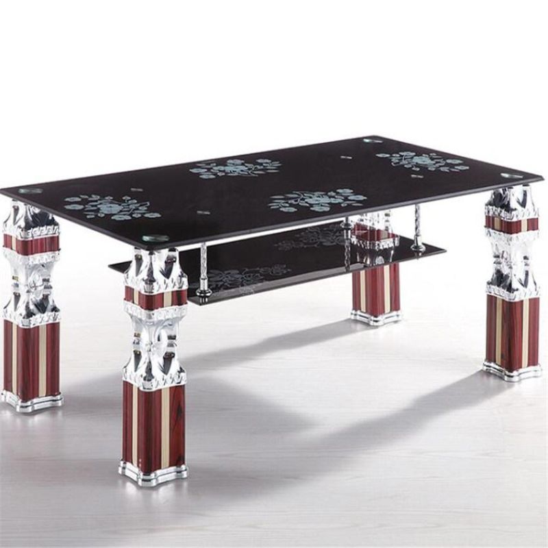 Living Room Modern Square Coffee Tea Table with All Glass Top