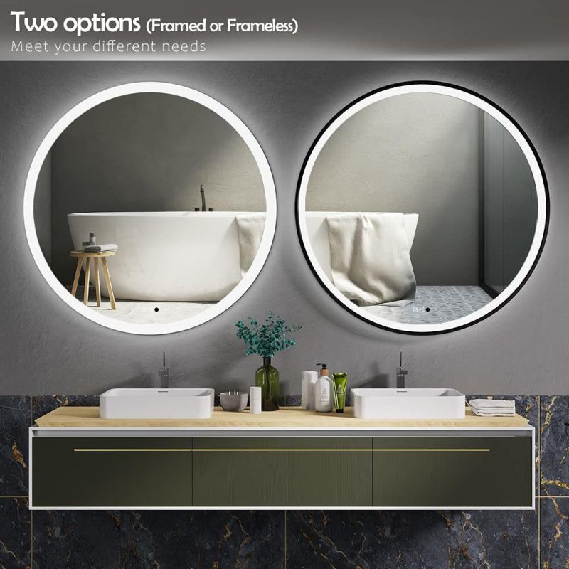 Modern Metal Jh Glass China Wall Mounted LED Bathroom Silver Mirror Factory