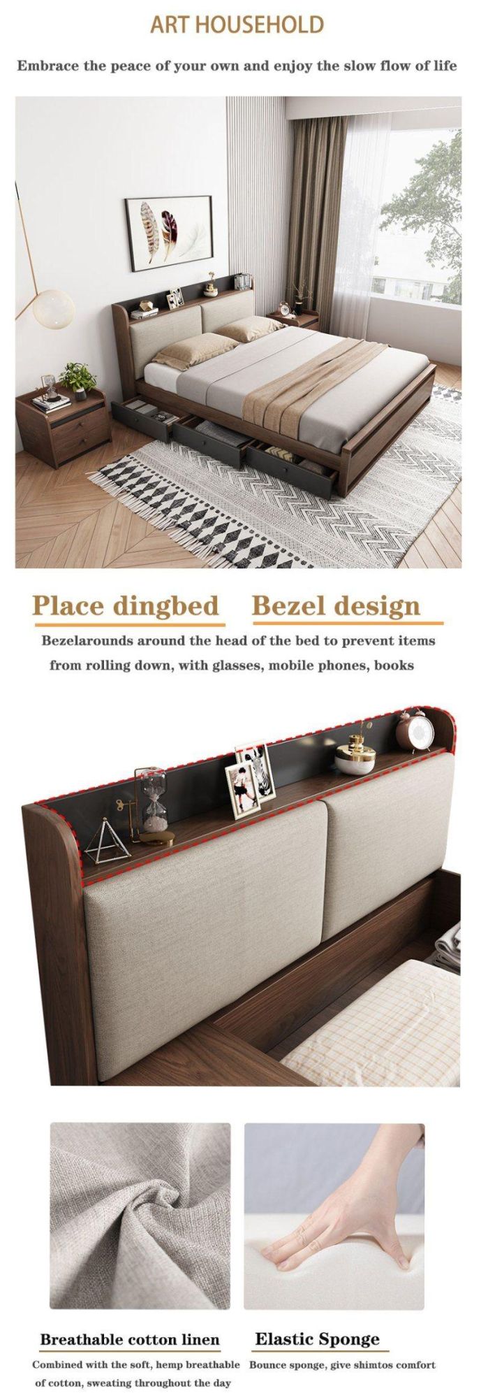 High Quality Modern Wood Melamine Apartment Home Bedroom Furniture Set Sofa King Size Hotel Bed