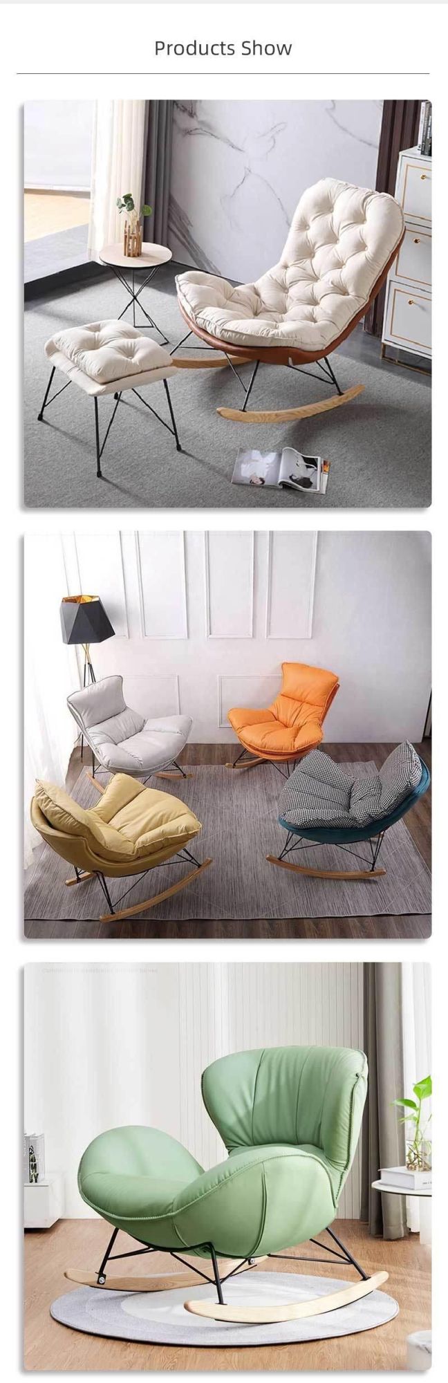 Living Room Hotel Balcony Home Furniture Leisure Fabric Rocking Chair