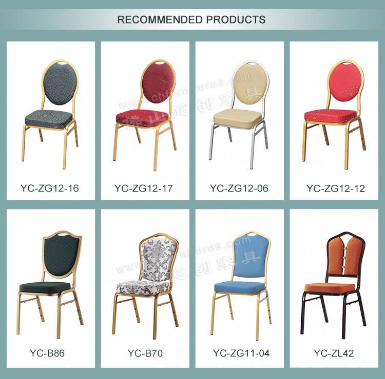 Yc-B60-04 Cheap Stackable Rose Fabric Cushion Hotel Aluminum Chair