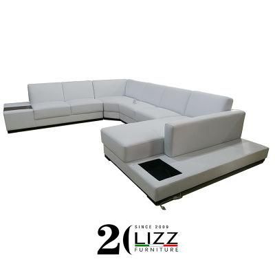 Modern Design Leisure Leather Corner Sofa with LED Lights