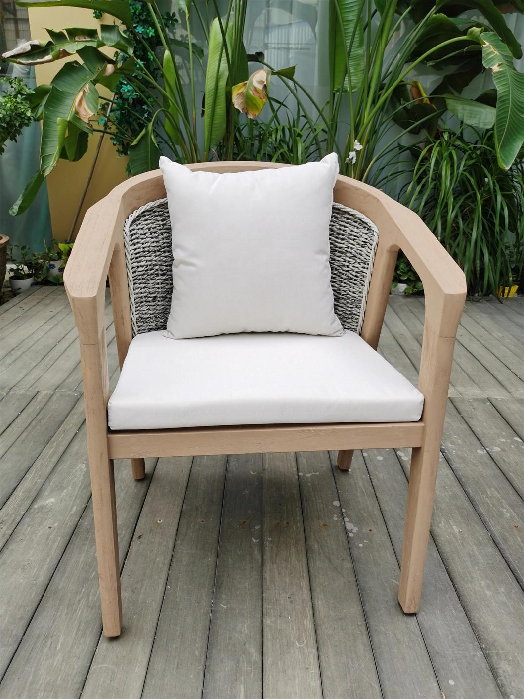 Factory Outdoor Modern Style Wooden White Garden Patio Rattan Furniture Chair