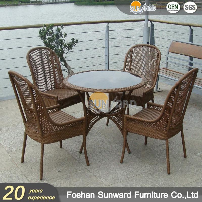 Modern Home Hotel Restaurant Handmade Rattan Wicker Weaving Woven Garden Patio Outdoor Dining Aluminum Tables Chairs Furniture