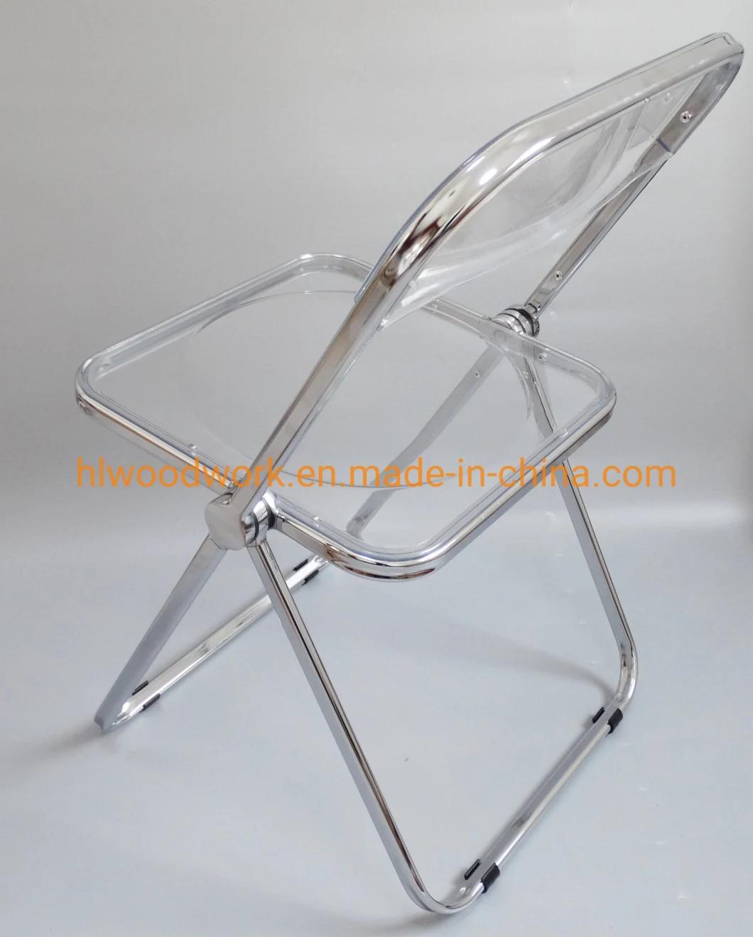 Modern Transparent Black Folding Chair PC Plastic Dining Room Chair Chrome Frame Office Bar Dining Leisure Banquet Wedding Meeting Chair Plastic Dining Chair