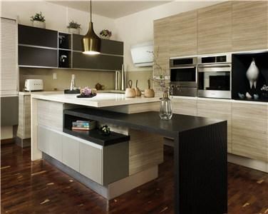 Customized Simple Style Modular Multifunctional Long Lasting Wood Veneer Kitchen Cabinet