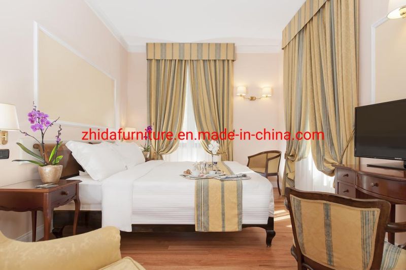 European Style Customized Chinese Modern Luxury Hotel Apartment Living Room Bedroom Set Wooden King Size Bed Furniture