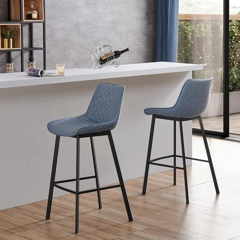 Comfortable Modern Cheap Leather PU Chair Bar Stool with Metal Legs