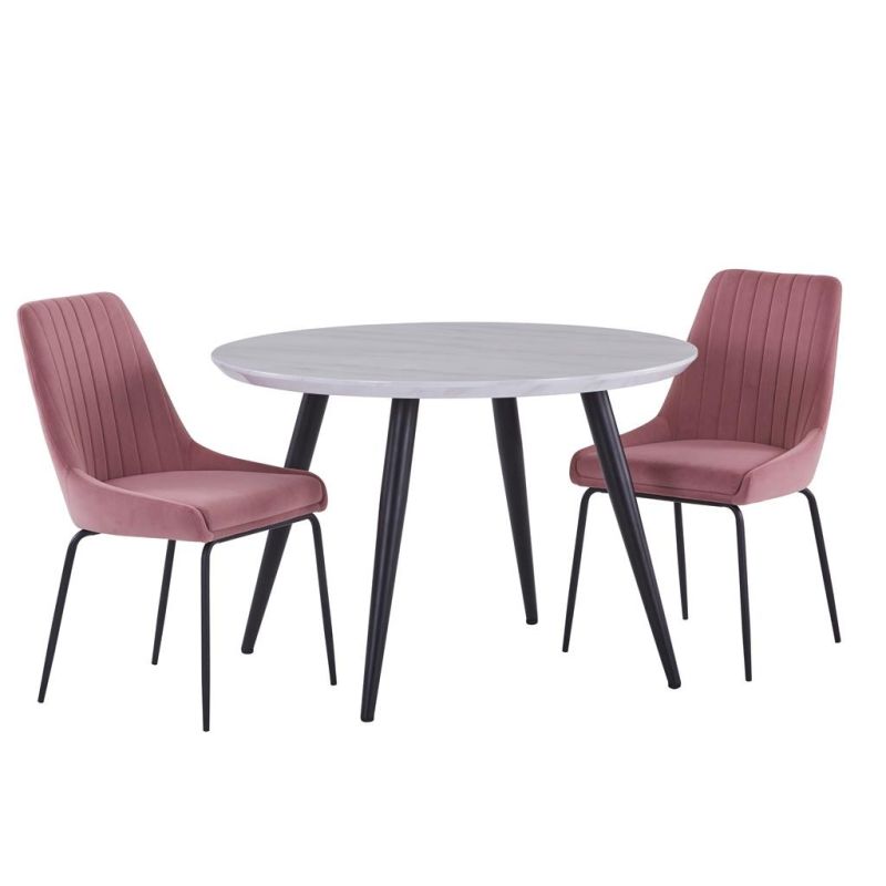 Nordic Simple Style Round Dining Table with Black Powder Coating Legs