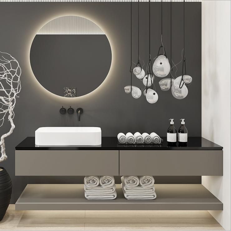 Rock Board Bathroom Cabinet Modern Simple Bathroom Oak Designer Washstand Washbasin Cabinet Combined Bathroom