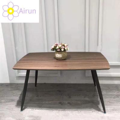 Home Modern Wooden Furniture 1.5m Small Size Walnut Wood MDF Rectangle Dining Table