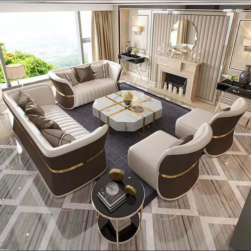 Italy Brand Luxury Modern Design Living Room Leather Sofa Set Furniture High End Italian Modern Sofa Design for Villa