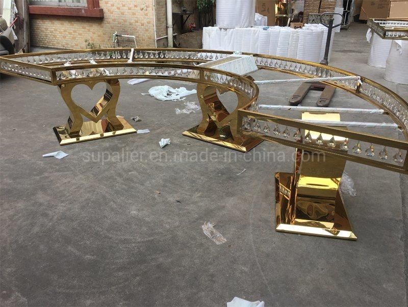 Hotel Banquet Furniture Royal Big Half Moon Gold Restaurant Table