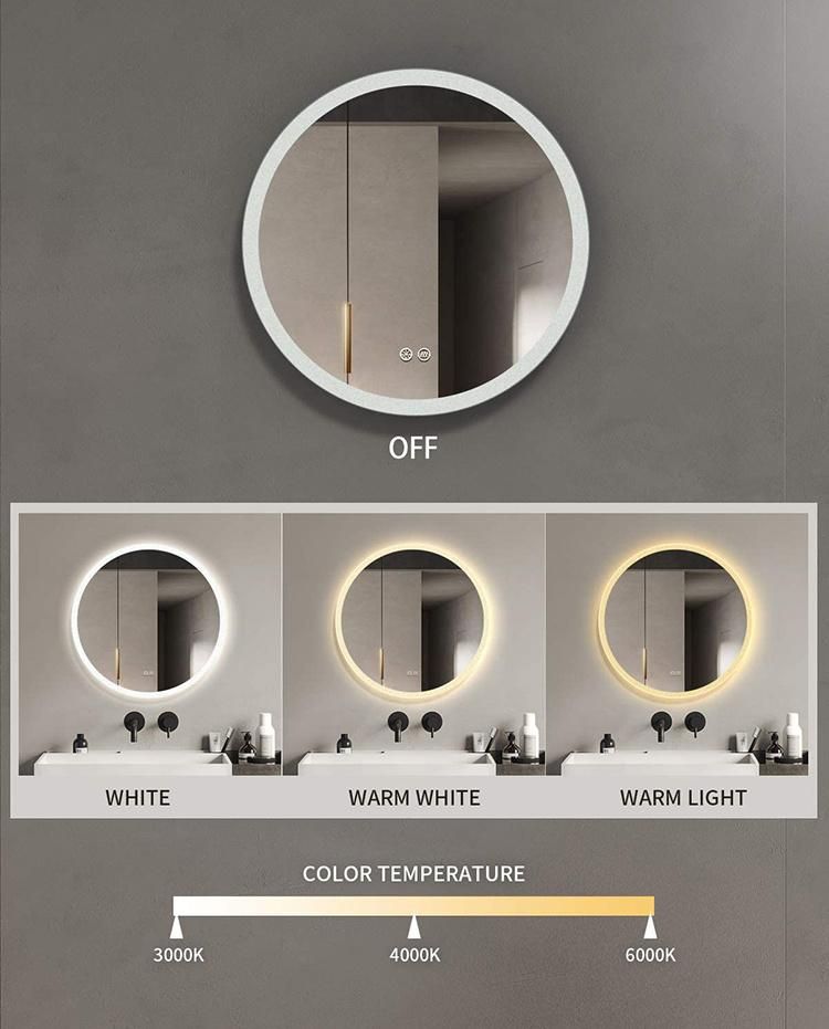 Hotel Luxury Glass Wall Mounted Framed Bathroom Smart LED Lighted Mirror