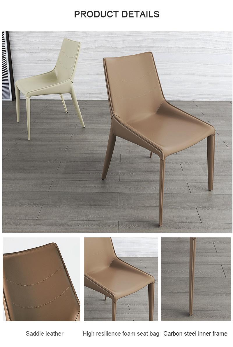 Dining Room Furniture Restaurant Italian Designer Saddle Leather Upholstered Modern Chair