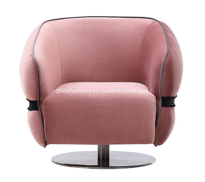 Modern Home Pink Velvet Chair Hotel Lobby Lazy Chair Sofa Swivel Chair