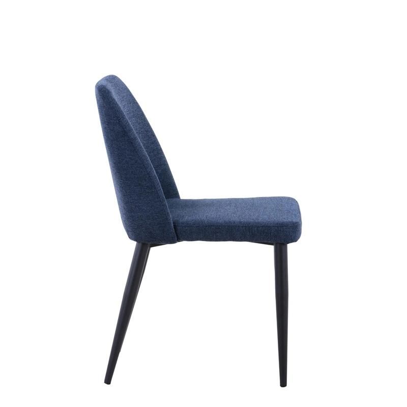 Modern Home Restaurant Kitchen Furniture Fabric High Density Sponge Upholstered Dining Chair with Metal Legs