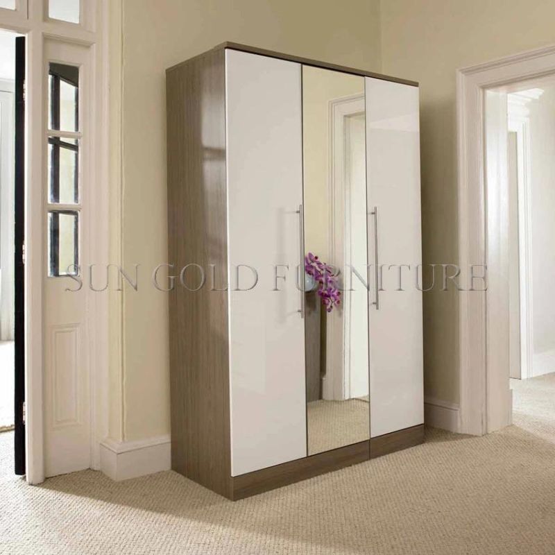 Modern Wooden 2 Doors Wardrobe with Mirror (SZ-WD034)