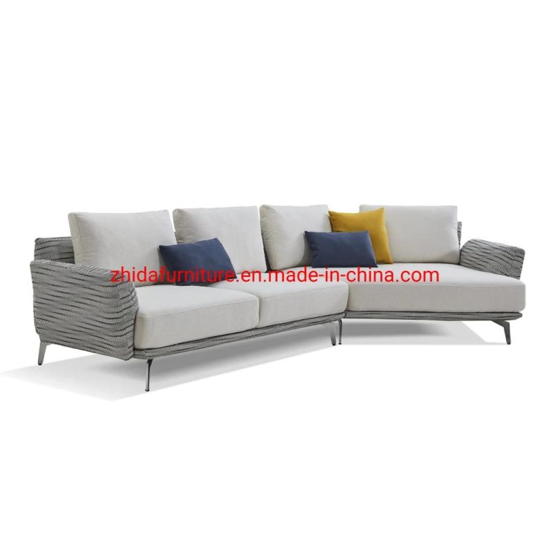 Modern Fabric Living Room L Shape Corner Leather Sofa for Hotel Lobby