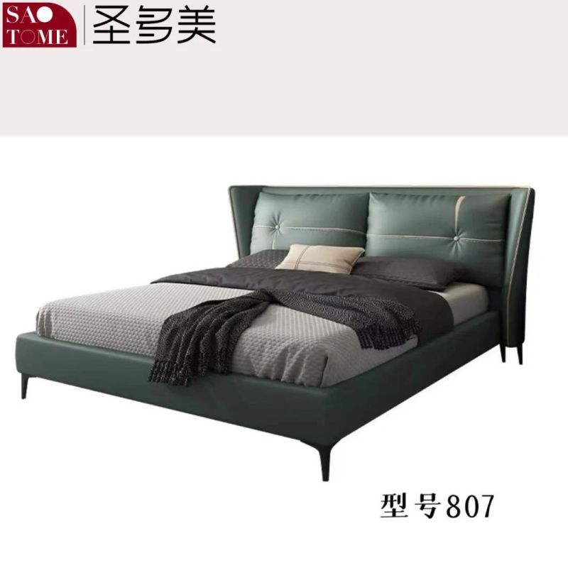 Bedroom Bed Set Furniture Green Grey Dark Grey Leather Double Queen Size Bed