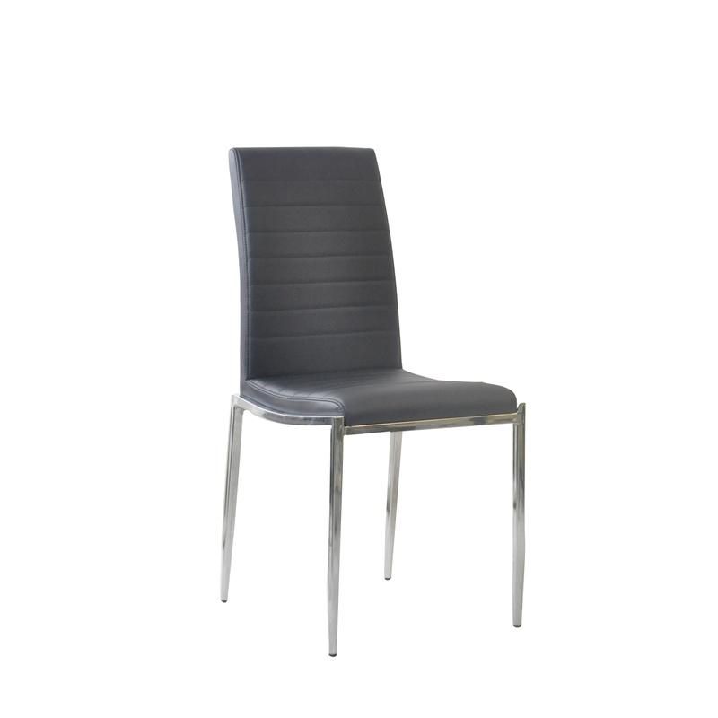 Wholesale Modern Nordic Luxury Metal Chromed Legs PU Dining Chair