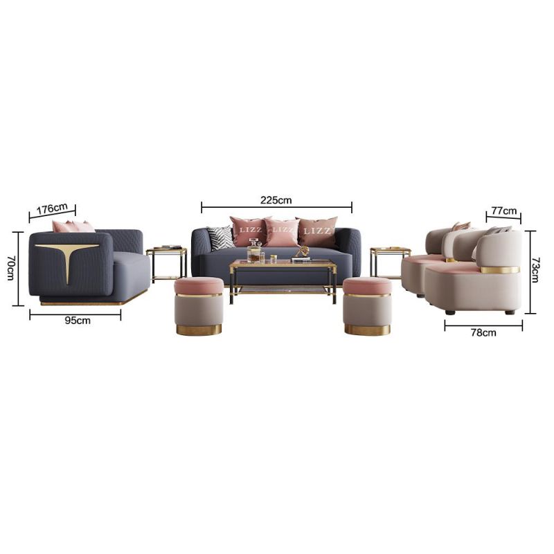 Professional China Factory Modern Luxury Living Room Furniture Set Leisure Home Genuine Leather Sofa