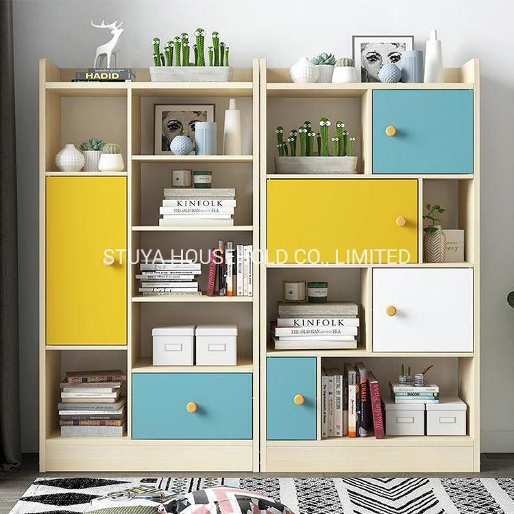 Foshan Factory Modern Design Living Room Furniture Wooden Book Shelf Bookcase Bedroom Furniture