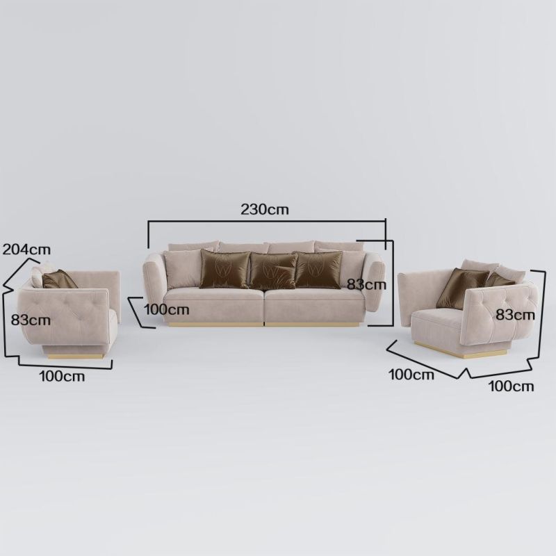 European Modern Style Velvet Home Furniture Leisure Sectional Fabric Sofa with High Quality