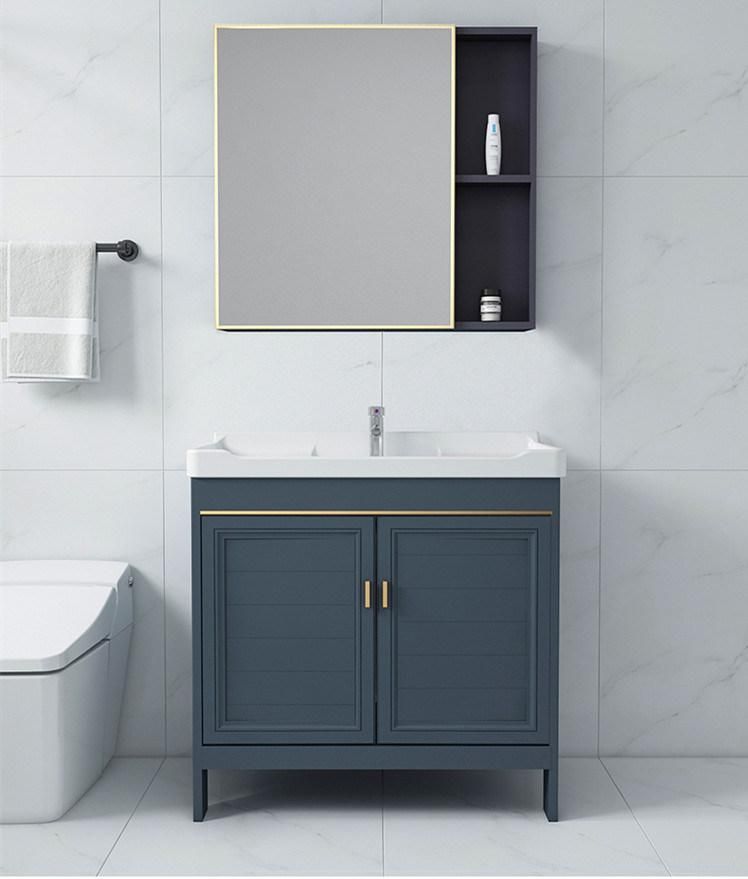 Modern Light Blue Bathroom Vanity with Vanity Top & Under Mount Sink Floor Mounted