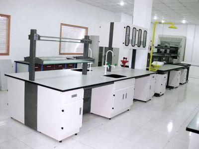 Pharmaceutical Factory Wood and Steel Lab Furniture with Absorbent Paper, Chemistry Wood and Steel Lab Bench with Top Glove Box/