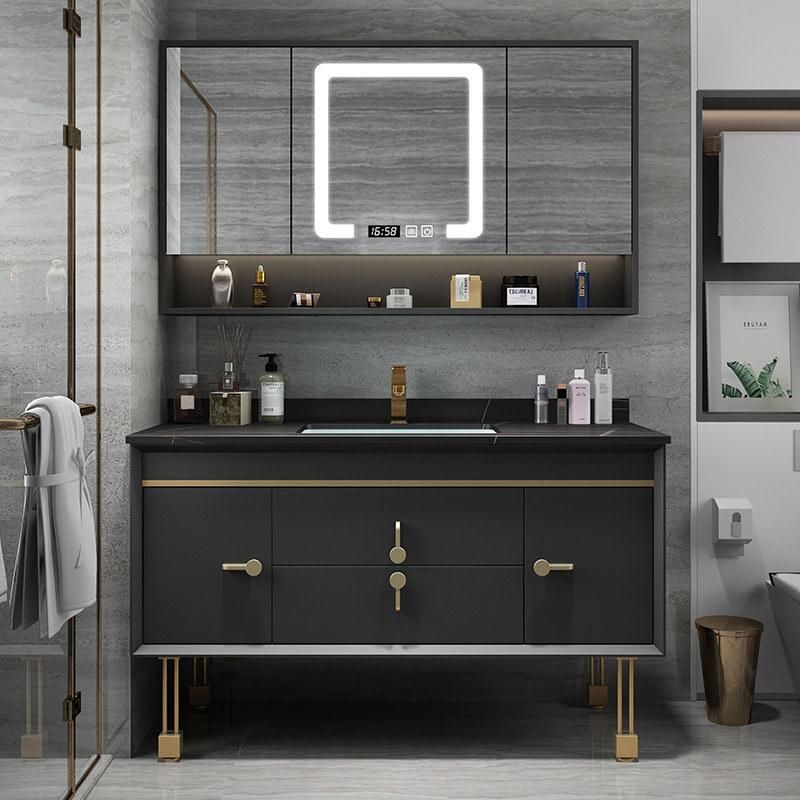Luxury New Design Floor Mounted Bathroom Vanity with Factory Price with Rock Plate Sink